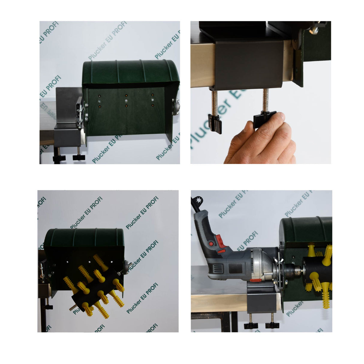 Drill Feather Plucker Attachment with Desk and Wall Mount