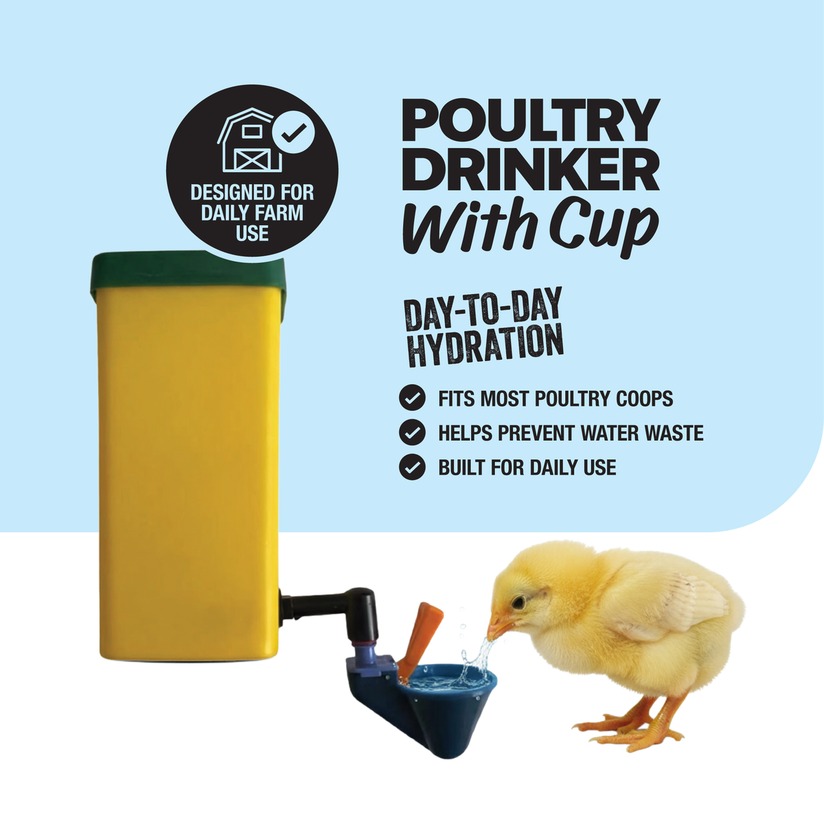 1 Quart Poultry Drinker w/ Auto-Fill Cup