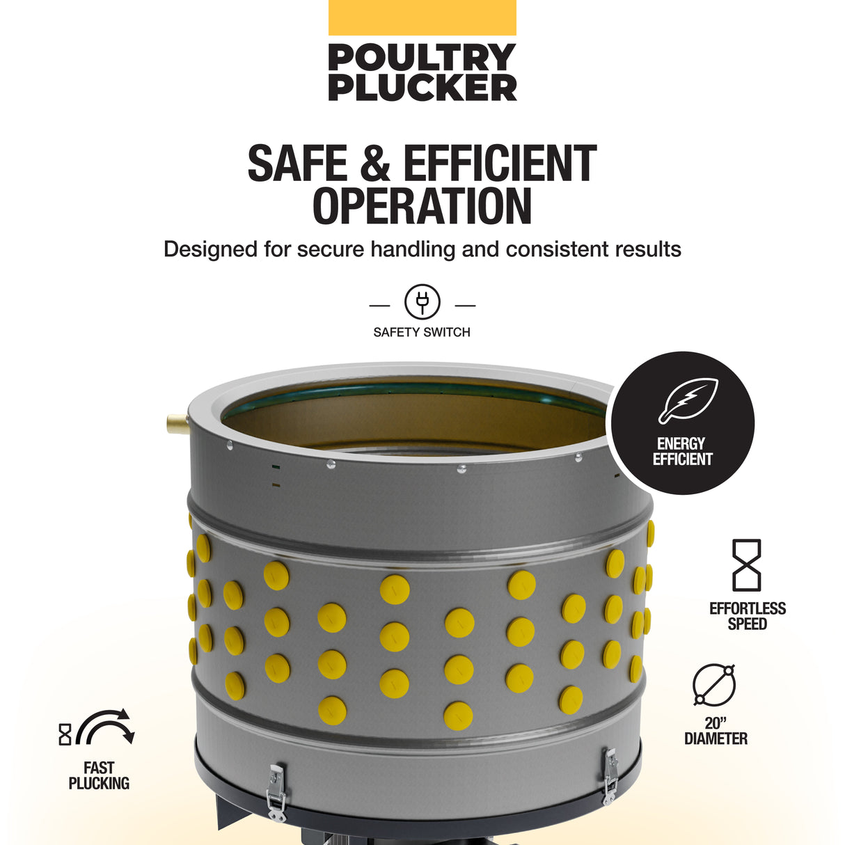 Chicken Plucker with ProA Natural Rubber Fingers